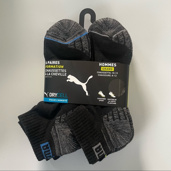 Puma Underwear & Socks Puma Mens Quarter Crew Socks 6 Pack Size 82